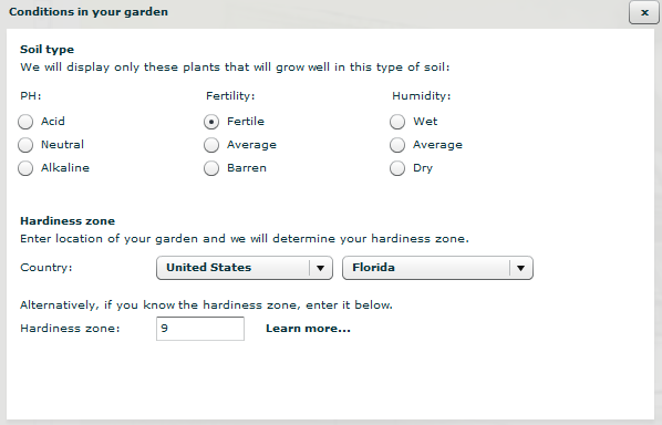 Describe Garden Conditions